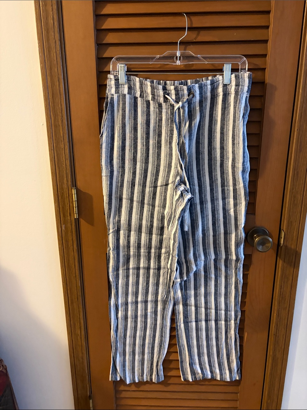 Striped Blue and White Men's Drawstring Pants